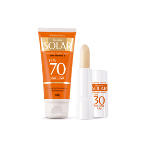 Kit Pele Protegida – Protetor Solar Facial FPS 70 + Protetor Labial FPS 30